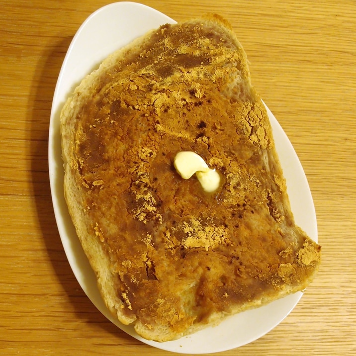 厚切り食パンで☆餡子ときな粉とシナモンのトースト